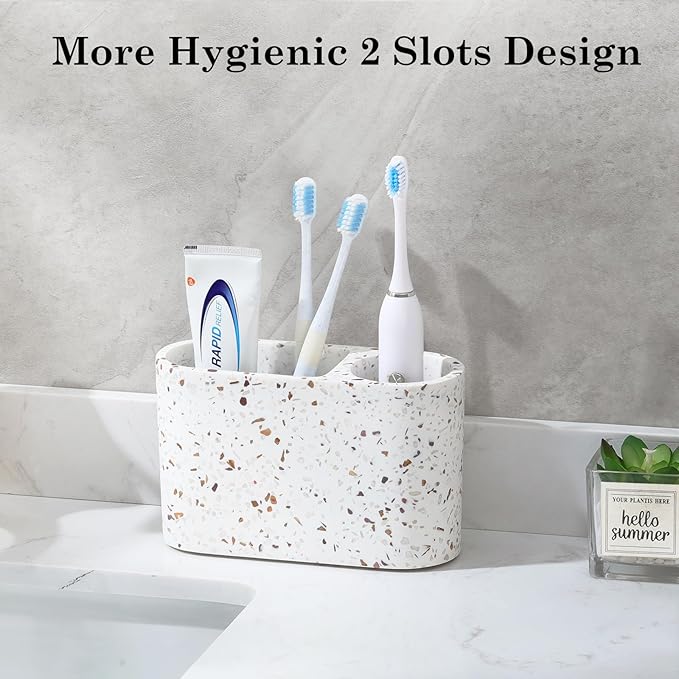 Luxspire Toothbrush Holder, 2 Slots Toothbrush and Toothpaste Holdersfor