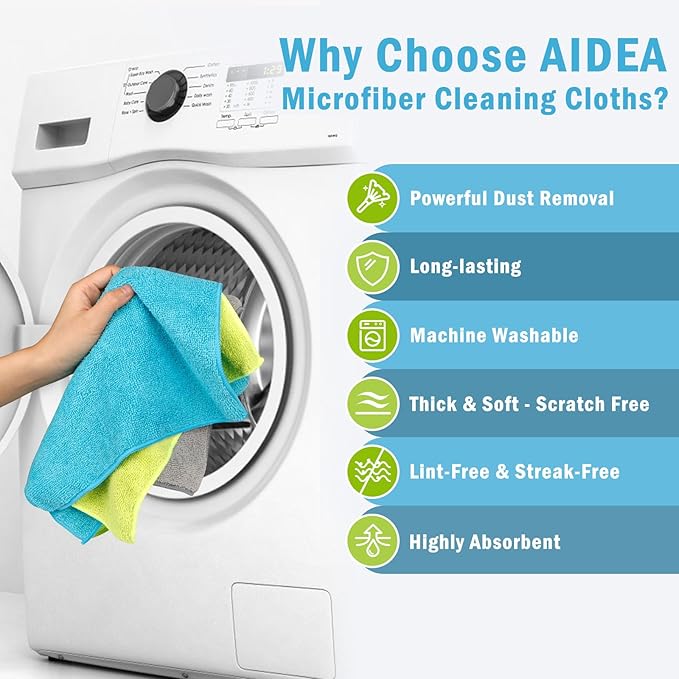 AIDEA Microfiber Cleaning Cloth-100PK, Soft Microfiber Towels