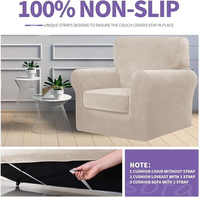 ZNSAYOTX Luxury Velvet Sofa Cover 3 Piece Stretch Loveseat Covers