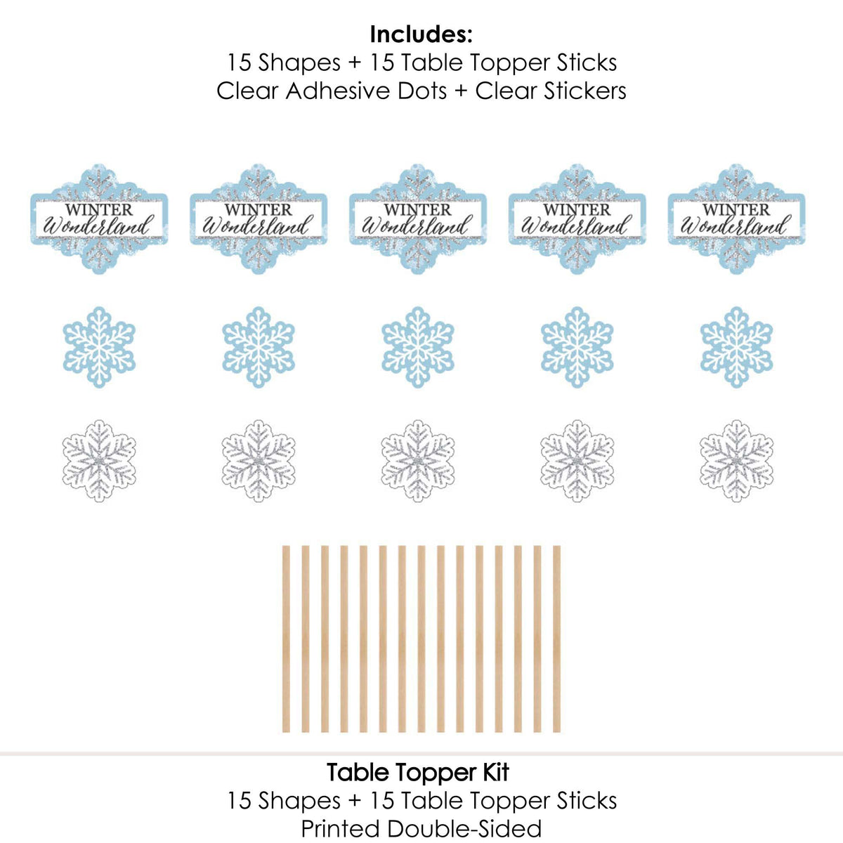Big Dot of Happiness Winter Wonderland - Snowflake Holiday Party and Winter Wedding Party Centerpiece Sticks - Table Toppers - Set of 15