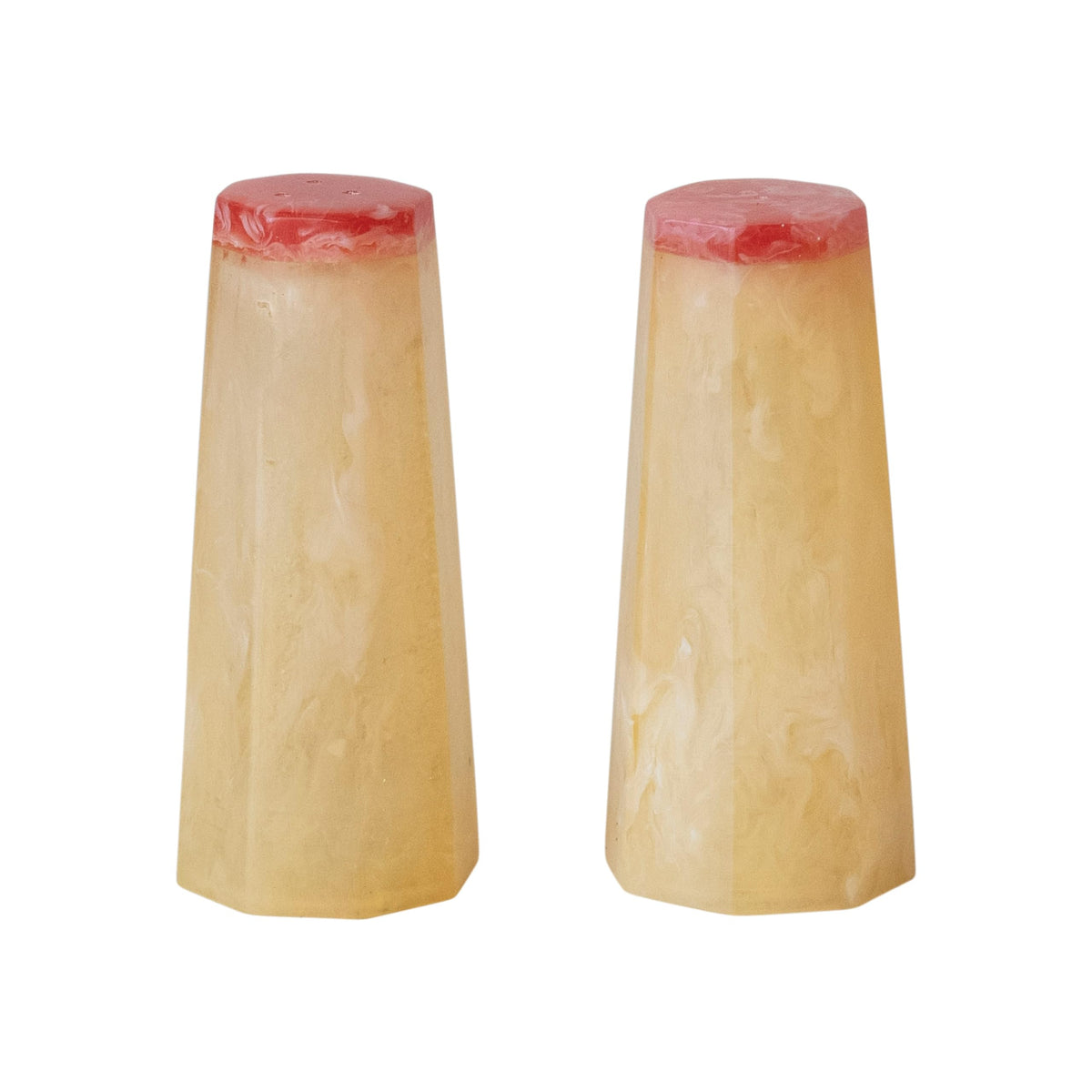 Creative Co-Op 2-Tone Resin Salt and Pepper Shakers, Marbled Orange and Pink, Set of 2