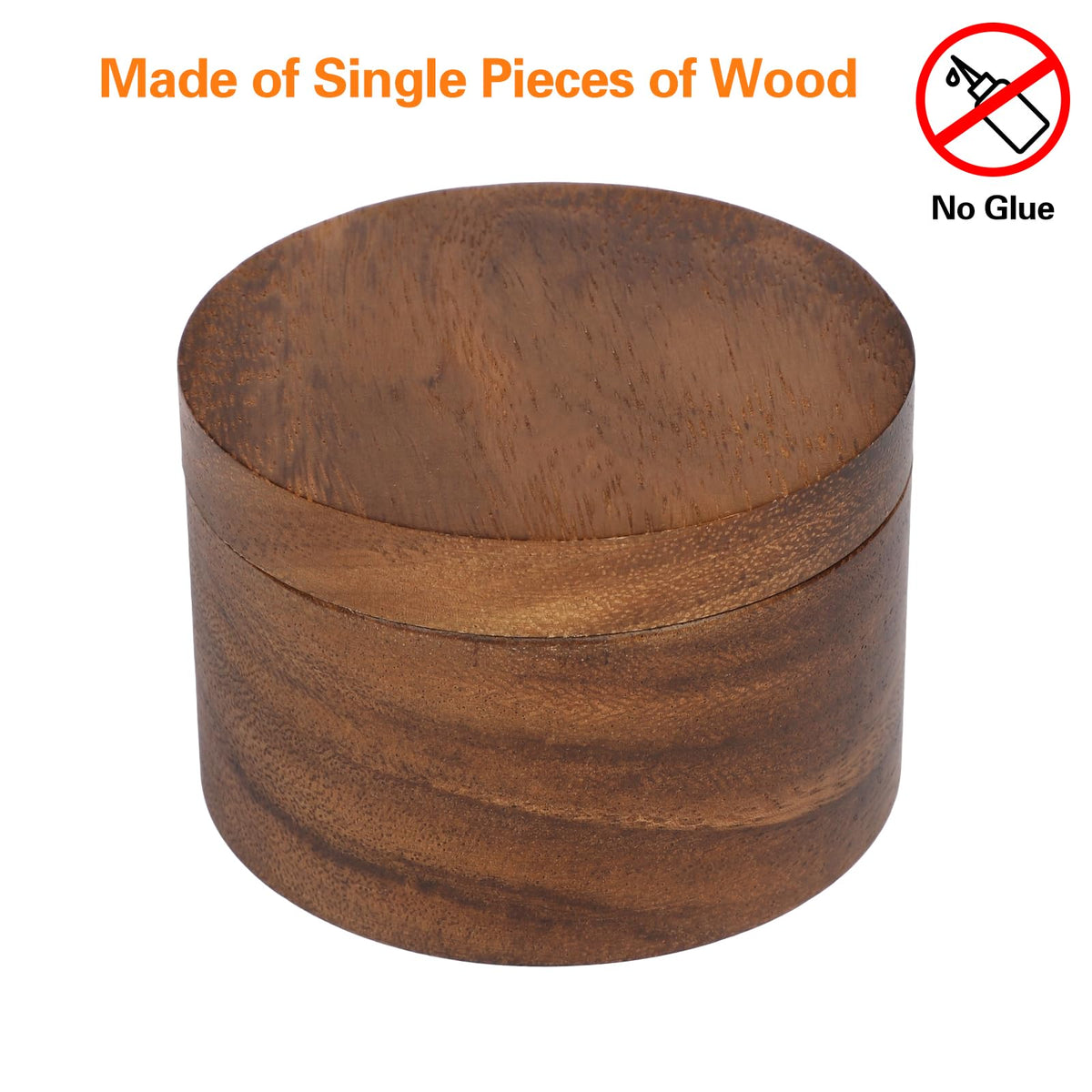 ZOVANO Acacia Wood Salt Cellar Bowl Box, Elegant Salt Container with Swivel Magnetic Lid for Keeping Table Salt, Bath Salt, Sea Salt, Peppers, Herbs or seasonings, One piece Wood No Glue