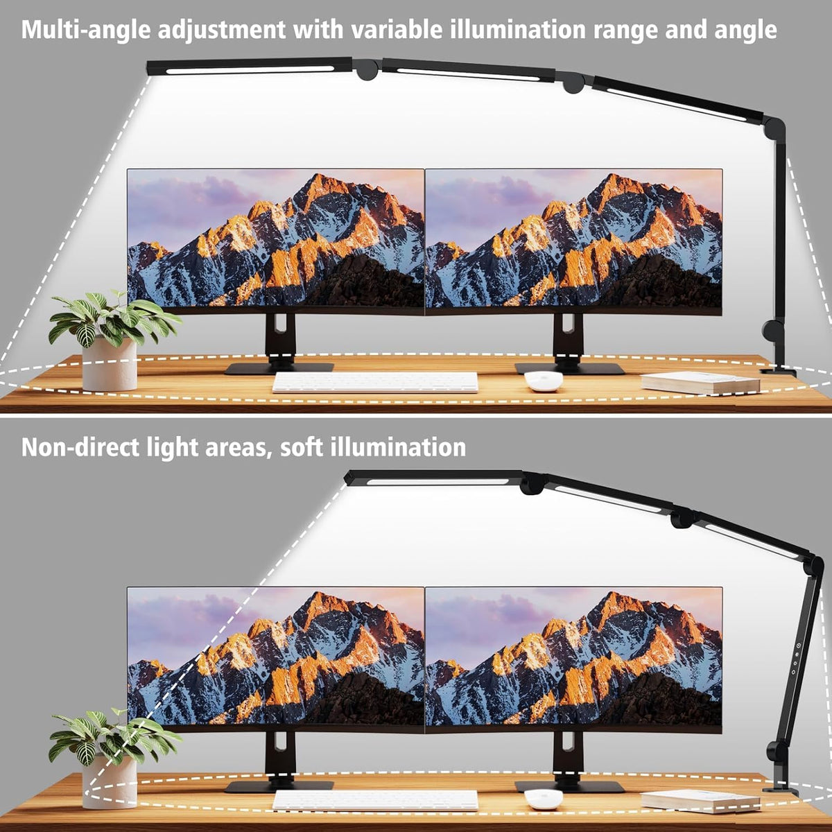 AILBTON Bright LED Desk Lamp with Clamp,Eye Caring Architect Led Desk Lights with Adjustable Swing Arm for Office Home,Dimming and Tempering Led Table Light