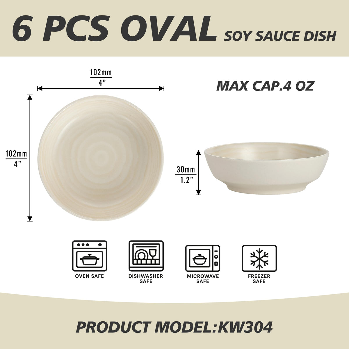 keramwerk Dipping Bowls, Soy Sauce Dishes, 4 OZ Small Serving Bowls & Appetizer Plates Set of 6, Ceramic Ramekins for Sushi, Condiment, Ketchup, BBQ Party, 4 Inch