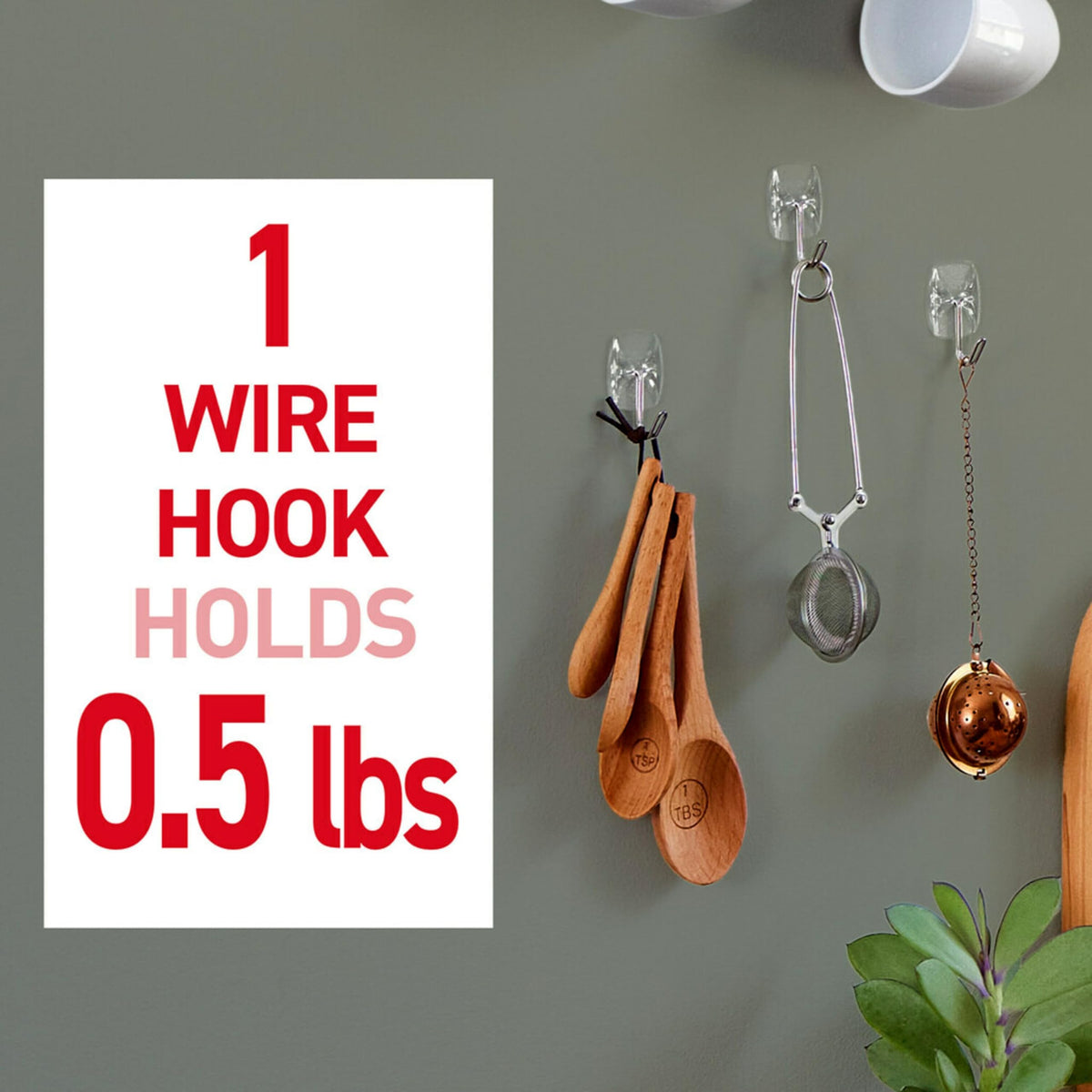 Command Small Clear Wire Toggle Hooks, 20 Wall Hook and 24 Strips, Damage-Free Hanging with Adhesive, Great for Hanging, Organization and Storage, Holds up to 0.5 lb