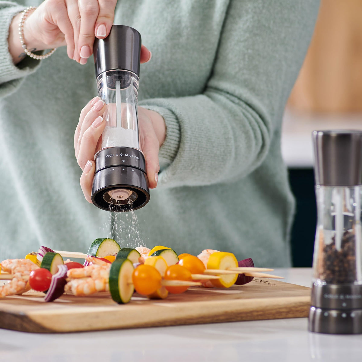 Cole & Mason Derwent Salt and Pepper Grinder Set - Refillable Salt & Pepper Grinder Set with Gourmet Precision Mechanisms - Kitchen Accessories for Cooking - Gift Set, Iron Grey