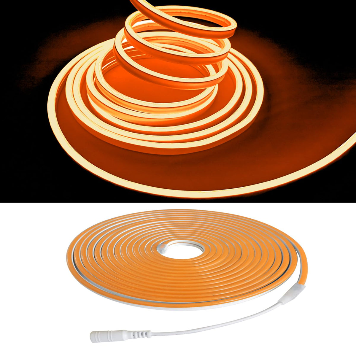 Maxlaxer Orange Neon LED Strip Lights, 16.4ft 12V Waterproof Flexible Light for Indoor/Outdoor Decoration (Includes Power Adapter)