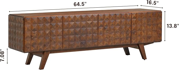 NTC Sapa Mid-Century Modern Solid Wood TV Stand 4-Door Media Console