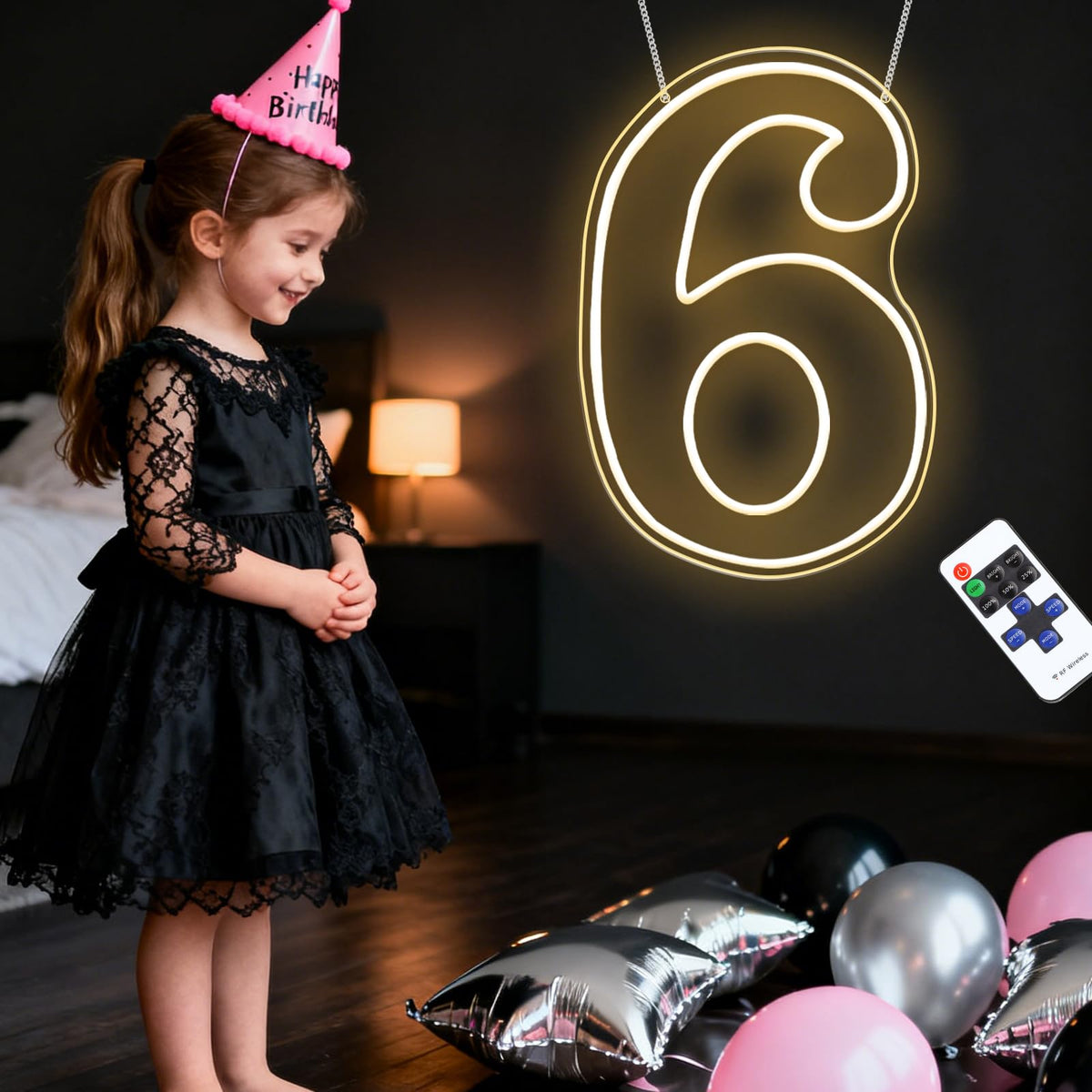 RUMONZS LED Acrylic Light up Number, Decorative Transparent Light up Letters USB Powered Big Number Sign Light for Birthday, Night Light, Party, Anniversary, Christmas, Home Decor, Wedding 12'' (number6)