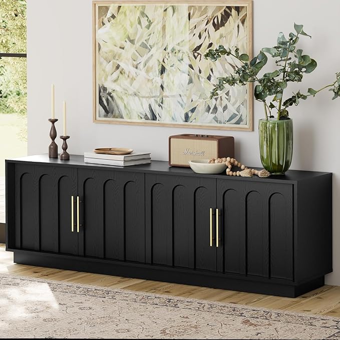 FORTUNETEC TV Stand for 75 Inch TV, Minimalist Media Console