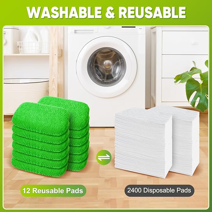12-Pack Reusable Mop Pads Compatible