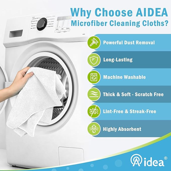 AIDEA Microfiber Cleaning Cloth-8PK, Soft Microfiber Towels