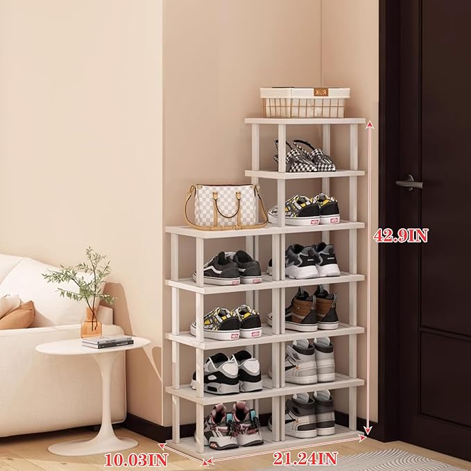 Bamboo Shoe Rack 12 Tier- Vertical Shoe Rack