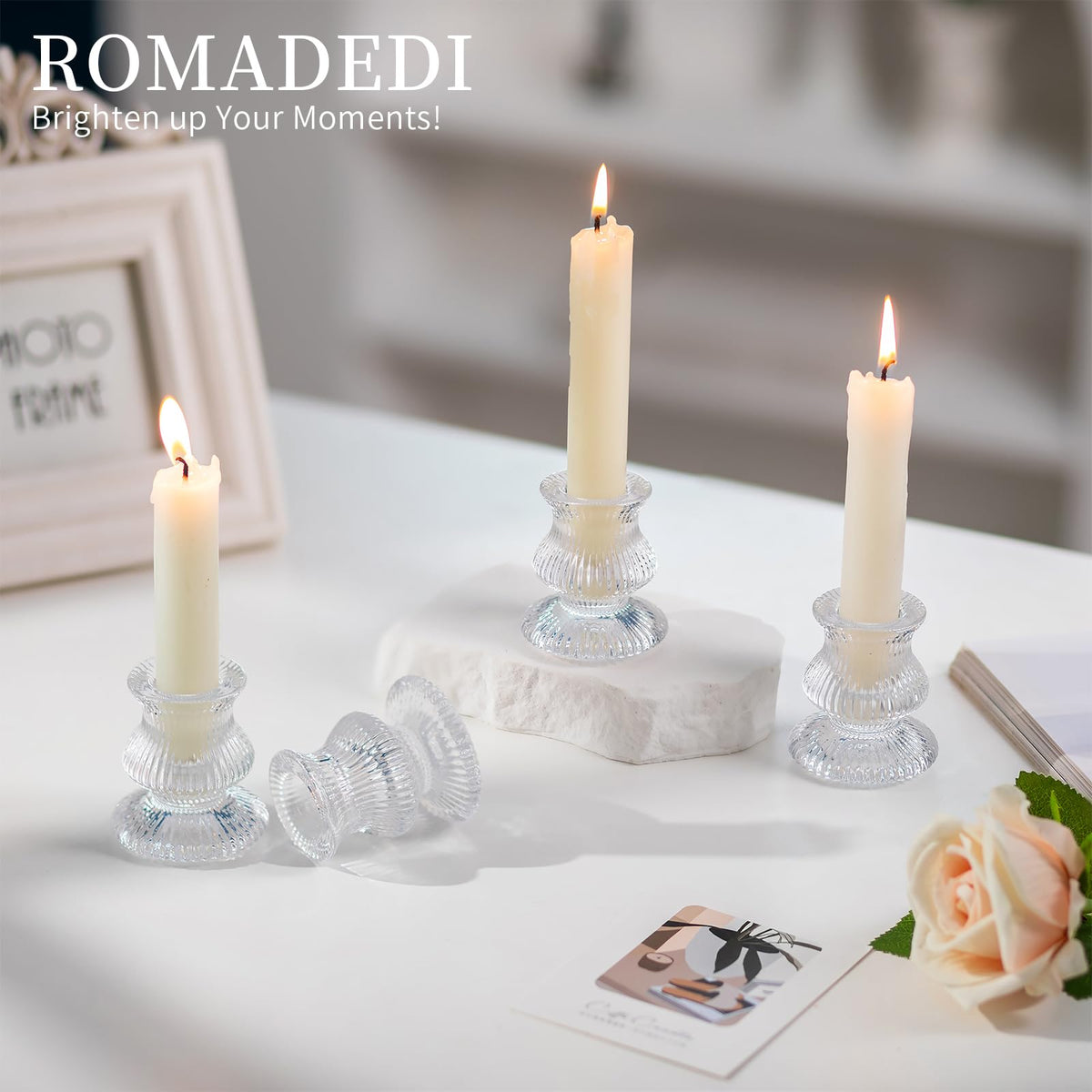 Romadedi Glass Candle Holder for Candlestick - 20 Pcs Clear Small Tapered Candle Holder Decor Bulk Wedding Table Centerpiece for Candle Sticks Christmas Party Living Room Dinner Advent