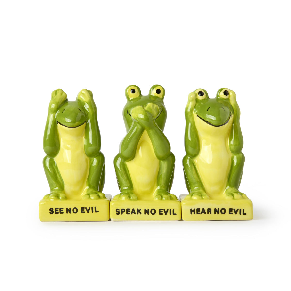 Animal Salt and Pepper Shakers with Toothpick Holder Set (Frog)