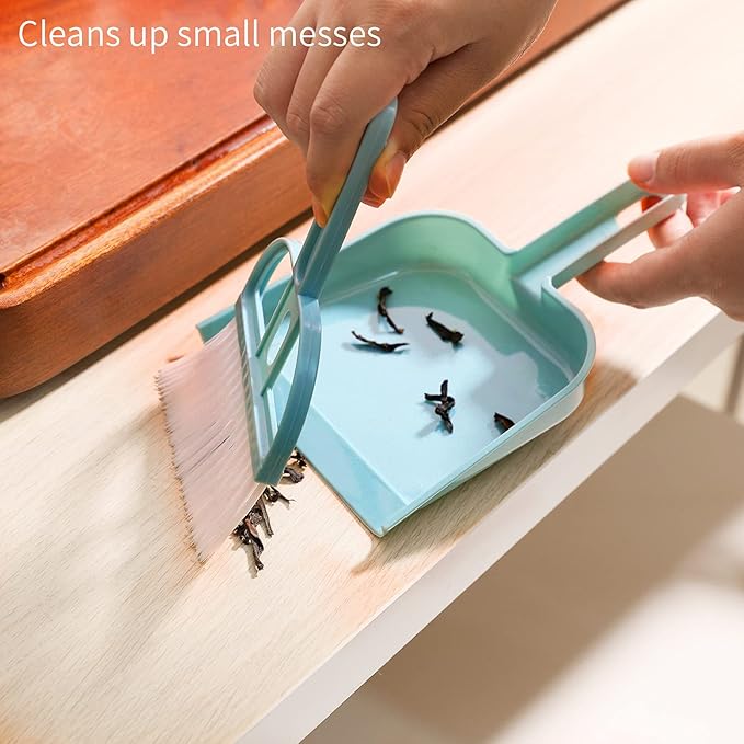 Lamoutor 3 Pack Mini Hand Broom and Dustpan Set Small Dust Pans