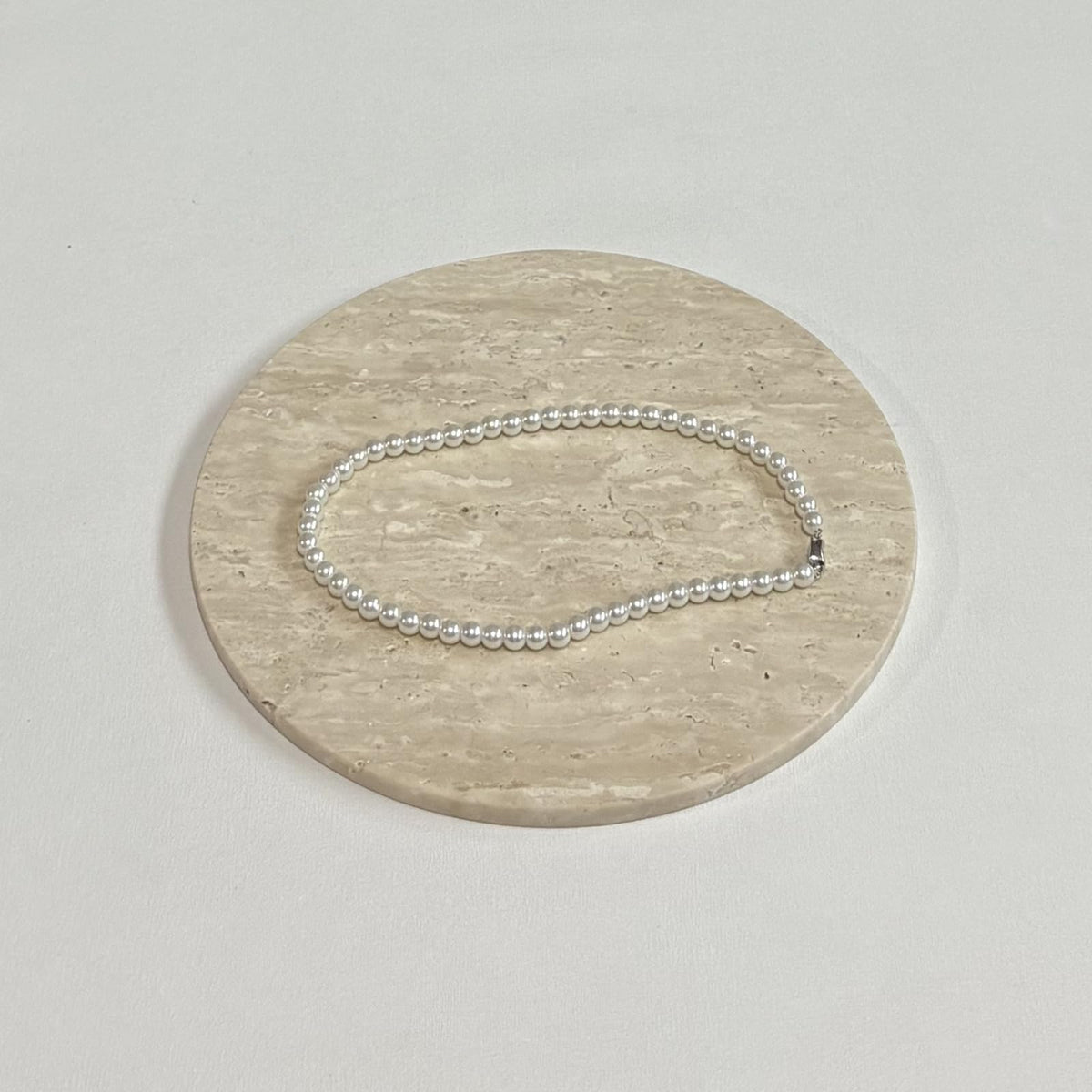 StonePlus Natural Round Marble Tray Matte Polishing Board Circular Plate Home Decor (Beige Travertine)