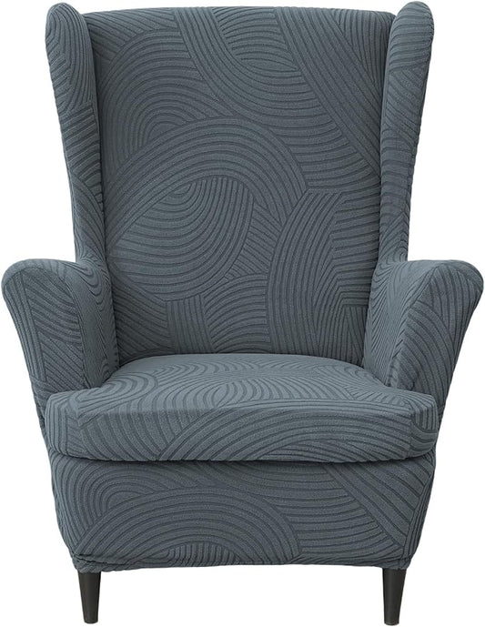 HAOYONG Wing Chair Slipcovers Printed Wingback Chair Covers 2 Pieces Wingback