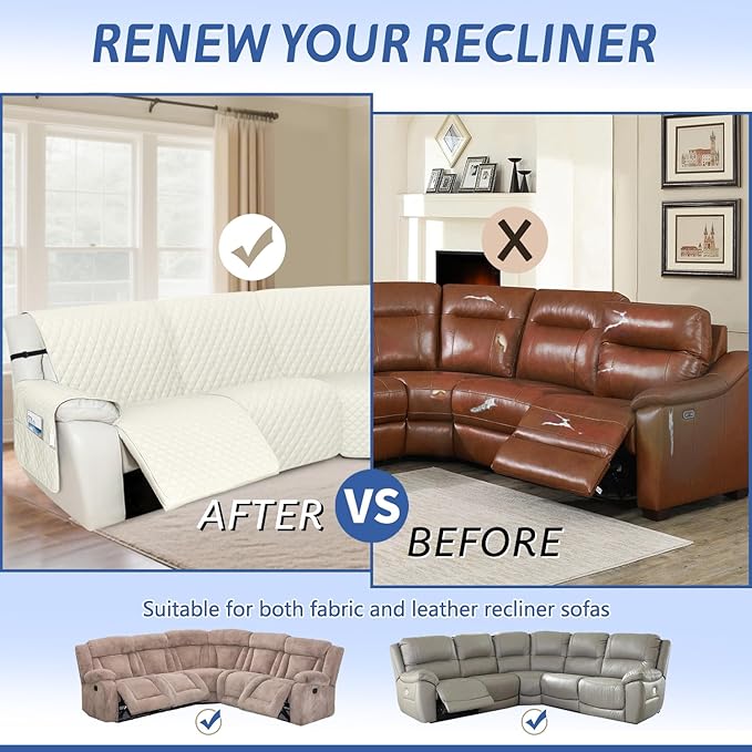 Arfntevss Recliner Sectional Couch Covers Waterproof L Shape Sofa Cover