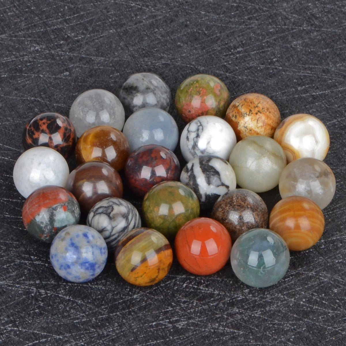 LPbeads 16mm 20pcs Natural Gemstone Polished Sphere Healing Crystal Rocks Ball Mineral Collection Decoration Kit