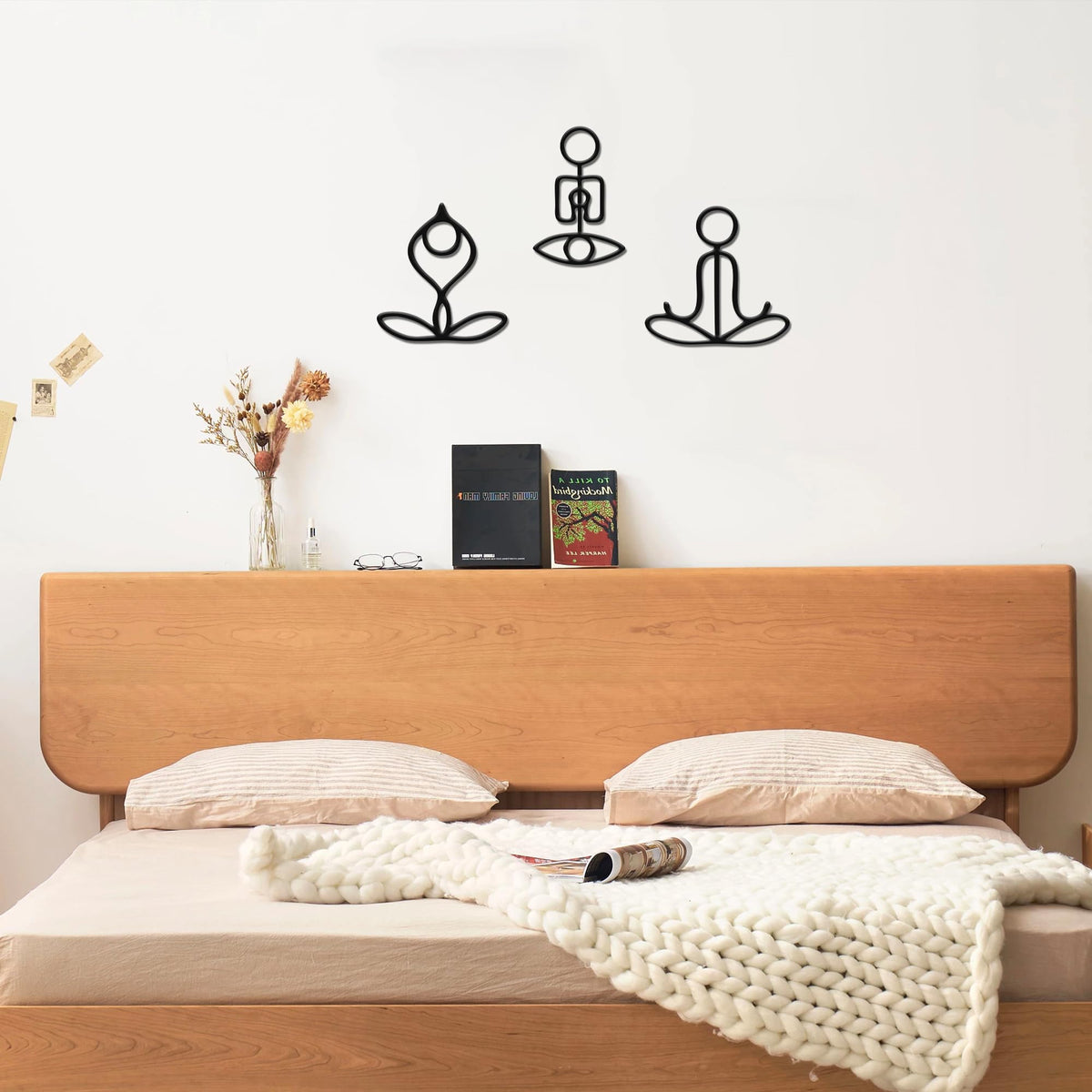 Slickss Zen Wall Art 3-Piece Set - Yoga Pose Metal Sculptures for Meditation Room & Spa Decor, Namaste Calming Wall Art for Yoga Gifts Women, Chakra & Buddha Decor