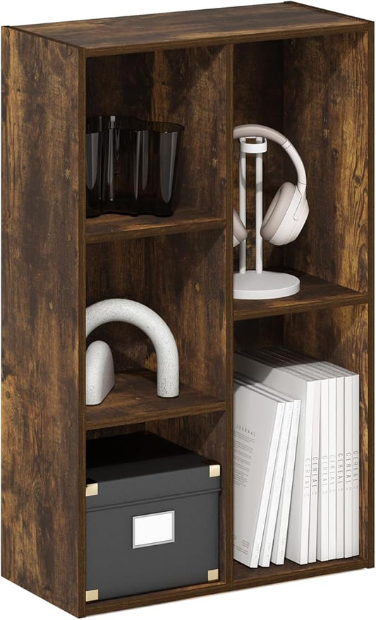 Furinno LUDER Book Shelf, 5-Cube Bookshelf, Open Storage Shelf Bookcase