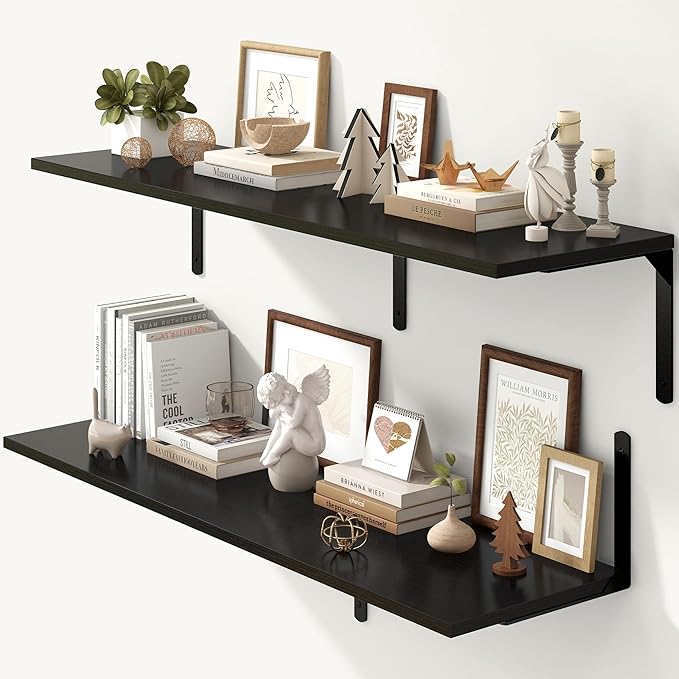 Fun Memories Floating Shelves for Wall, 12 Inch Deep Floating Shelves Set of 2