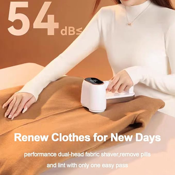 Dual-Head Fabric Shaver and Lint Remover, Rechargeable Sweater Shaver