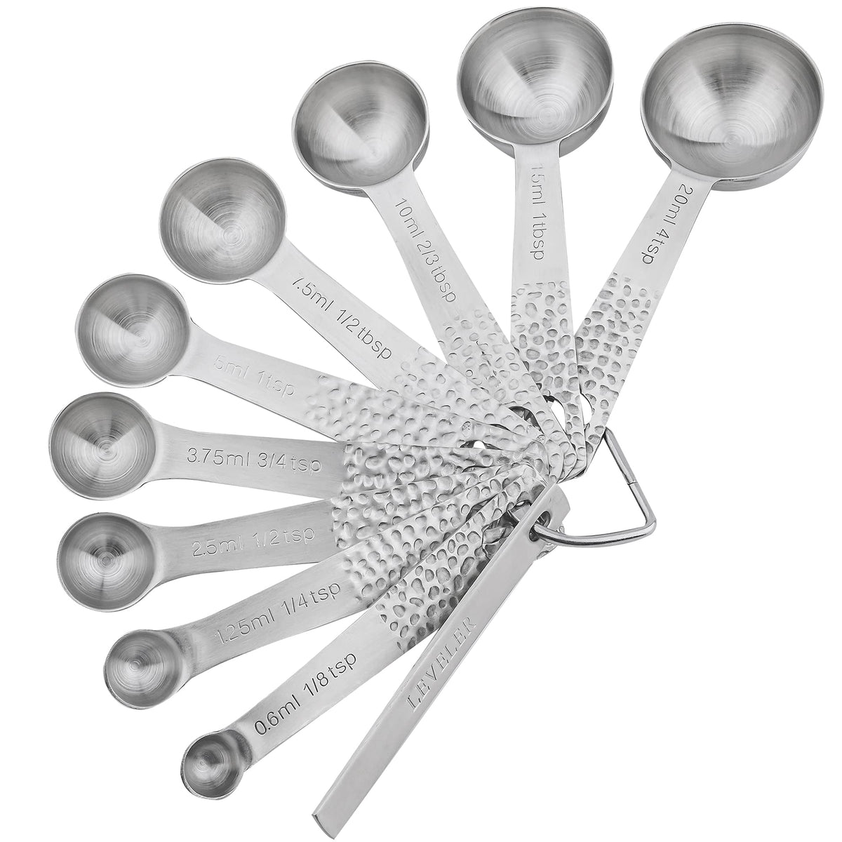 Smithcraft Measuring Spoons Set, 18/8 Stainless Steel Measuring Spoon Set 9 & Leveler, Metal Measuring Spoons for Baking, Kitchen Gadgets Measure Spoons, Measurement Spoons 1/8, 3/4, 4 tsp & 2/3 tbsp