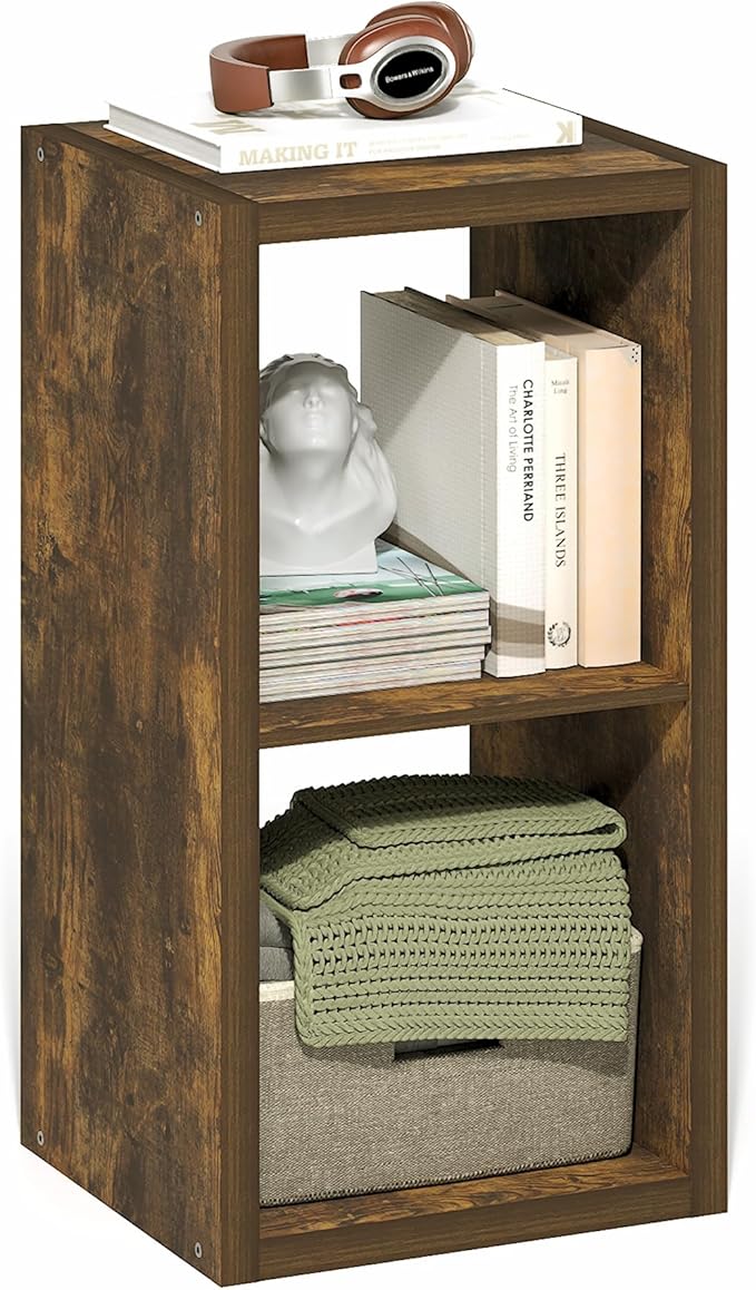 Furinno Cubicle Book Shelf, 2-Cube Bookshelf, Extra Thick Frame Horizontally &