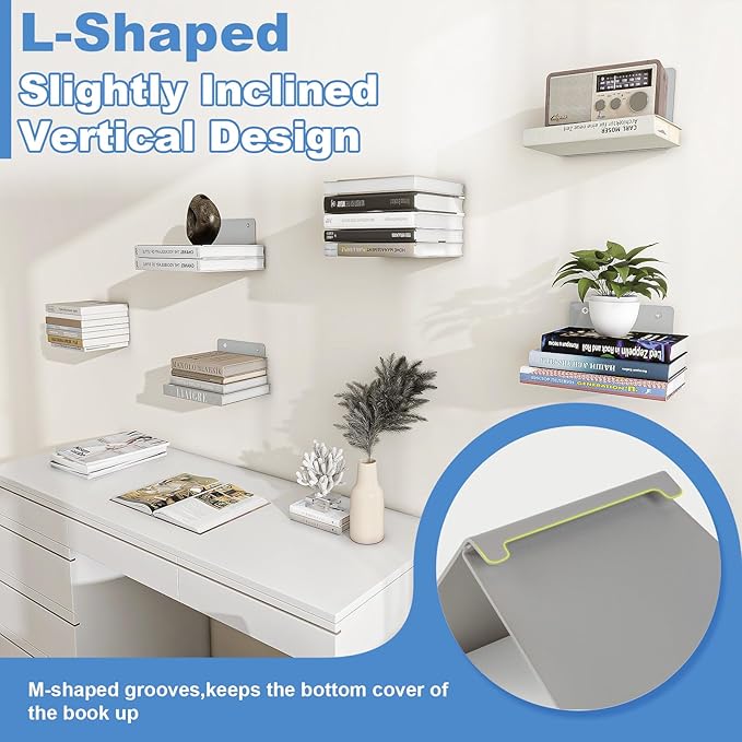 FENTEC Floating Book Shelves for Wall, Wall Mounted Floating Bookshelf
