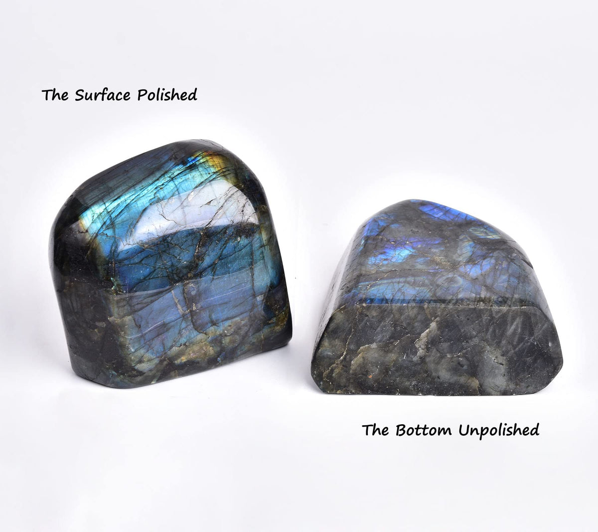 AMOYSTONE Decorative Stone Large Labradorite Rock Slab Polished Crystal Aura Healing Reiki Home Decor 1.7-2 LBS