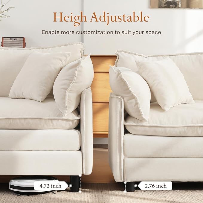 Vesgantti 142" U Shaped Sectional Couch, Comfy Cloud Modular Sectional Sofa