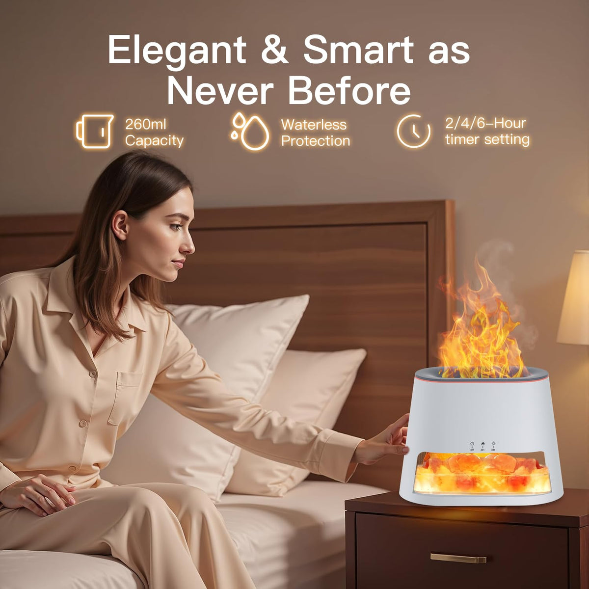 BieJiahWeiBie Luxury Himalayan Salt Lamp Humidifier & Aromatherapy Diffuser - 8 Color Mood Lighting w/Remote for Spa, Bedroom, Home Relaxation260ml (White)