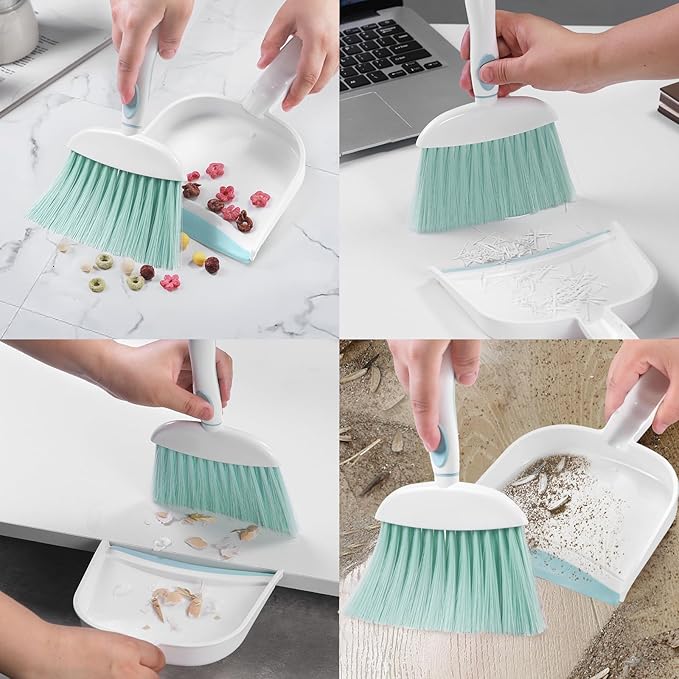 NACENA Small Dust Pan and Brush Set, Mini Broom and Dustpan Set Small Hand