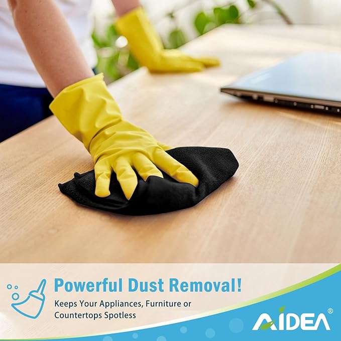 AIDEA Microfiber Cleaning Cloth Black 12PK, Microfiber Towels