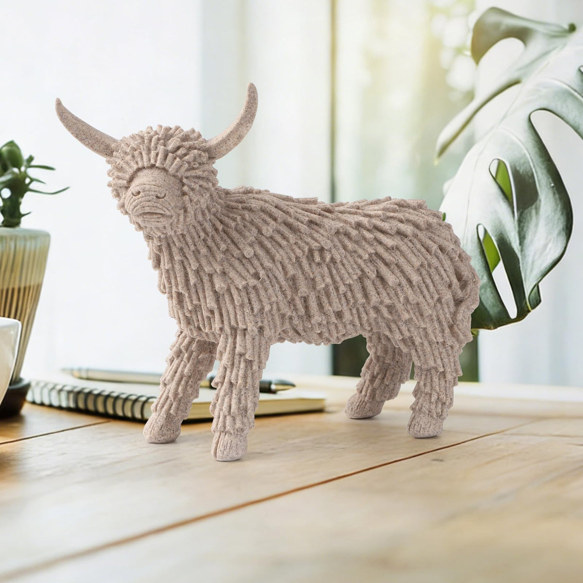 UDKKMK Yak Figurine Decor for Shelf Living Room Bedroom Bookshelf CoffeTable and Office Display,Symbolizes Resilience, Strength, and unwavering,Unique Gift for Mens Womens or Friends (Sandstone)