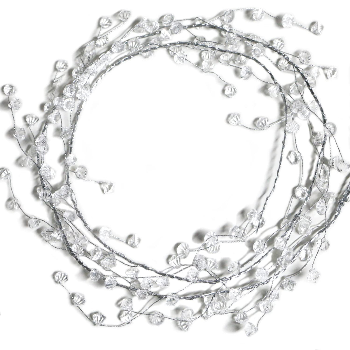 Jishi Christmas Garland 20 FT Crystal Diamond Ice Wire Clear Bead Garland for Christmas Tree Decorations Indoor Winter Wonderland Home Decor for Living Room Bedroom Fireplace Mantle Mantel, Wreath DIY