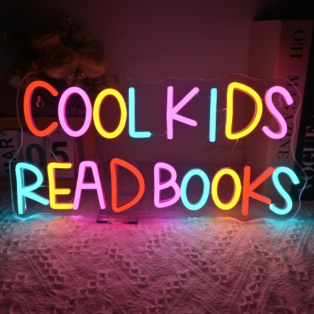 VVYXX Cool Kids Read Books Neon Sign Reading Corner for Kids Neon Signs for Wall Decor LED Light Library Classroom Book Club Christmas Gift for Teens