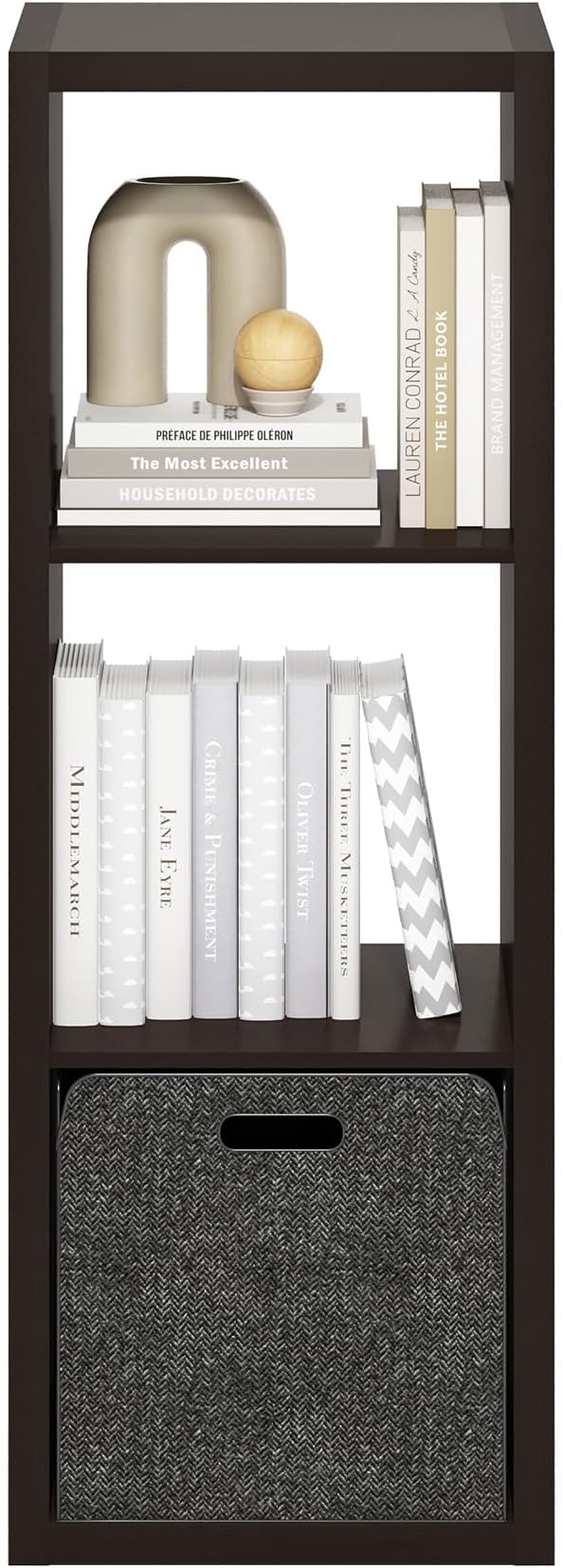 Furinno Cubicle Book Shelf, 3-Cube Bookshelf, Extra Thick Frame Horizontally &