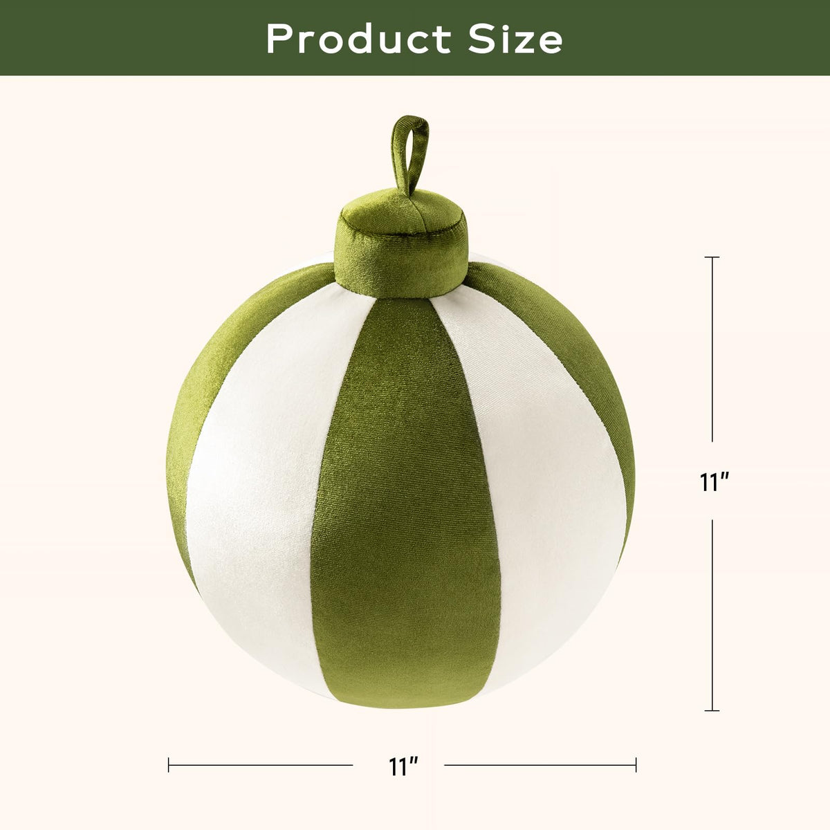 Ashler Merry Christmas Bell-Shaped Pillow, 11x11 Inch Velvet Hangable Decorative Holiday Pillow for Xmas Tree, Couch, Living Room, Bed, Light Green