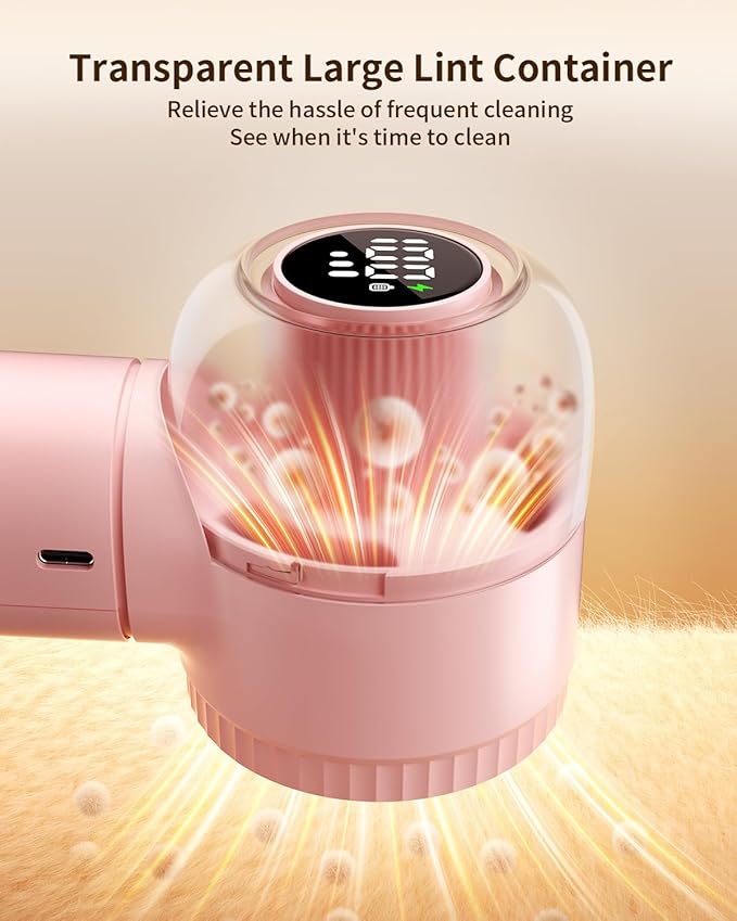 Fabric Shaver with Lint Brush, Large Lint Shaver with Digital Display, 3-Speeds