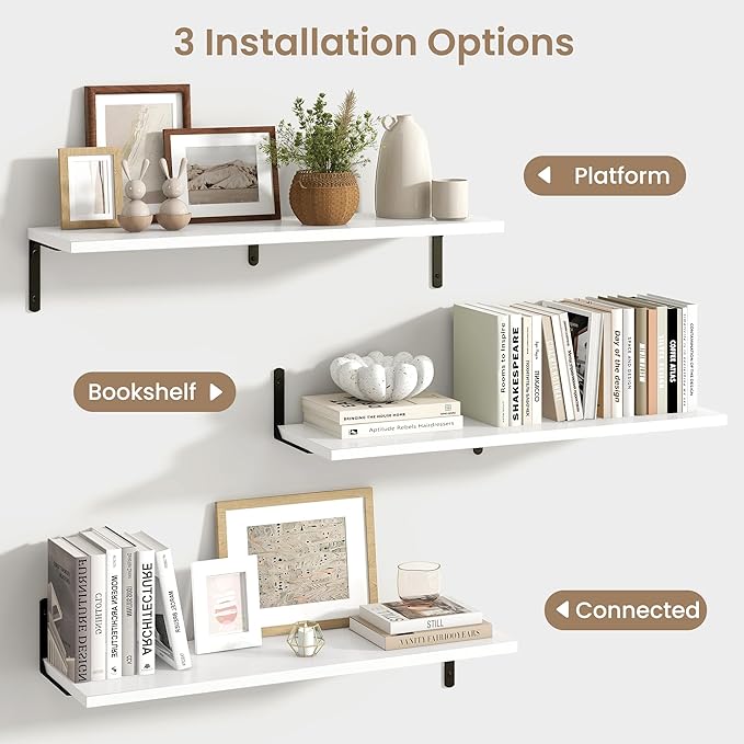 Fun Memories Deep Floating Shelves, 32W x 8D Floating Shelves Set of 2