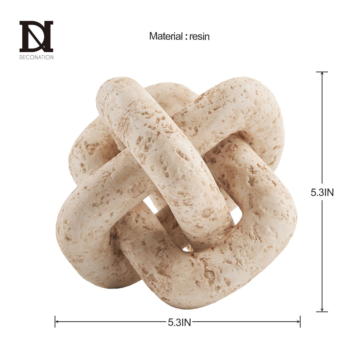 DN DECONATION 3 Link Knot Decor, Beige Travertine Coffee Table Decoration, Boho Resin Chain Link Decor, Modern Shelf Entryway Objects for Home Living Room Farmhouse Bedroom Inspired Aesthetic Art