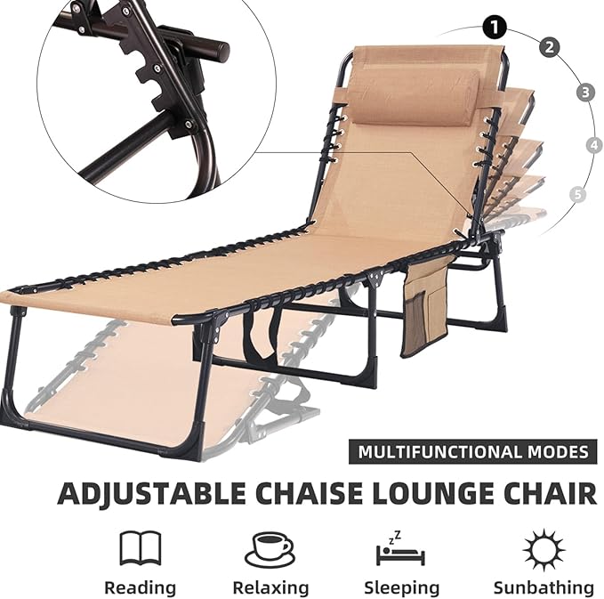 Folding Chaise Lounge Chair Bed