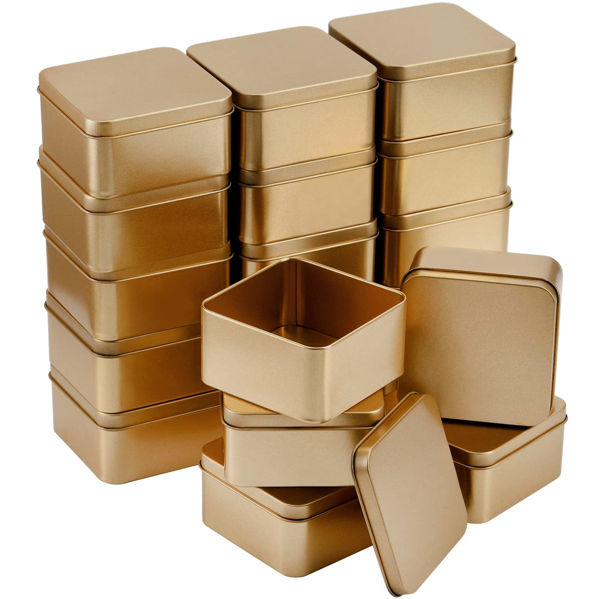 Peohud 20 Pack Tin Boxes with Lids, Empty Metal Tins, Portable Storage Metal Tin Container Organizer for Cookie, Candy, Treats, Gifts, Favors and Crafts