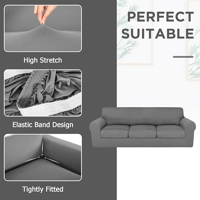 HunnmingRe Sofa Covers for 3 Cushion Couch Stretch Sofa and Loveseat Covers Set