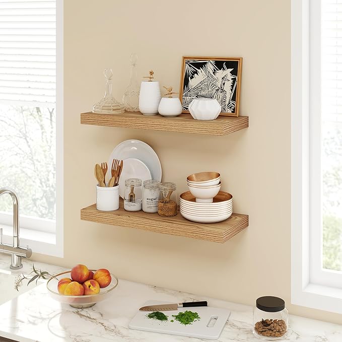 Acovy 24 Inch Floating Shelves, 9.3" Deep Floating Shelf Wall Mounted, Rustic