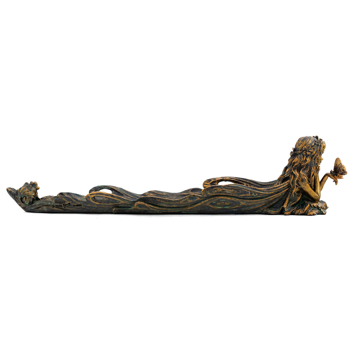 Top Collection Cute Fairy Incense Holder - Hand Painted Mythical Creature with Butterfly Figurine- Fits Standard Incense Sticks- 10-Inch Long Collectible Incense Burner