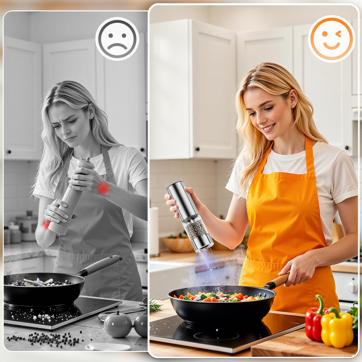 HomeHacks Upgraded Larger Capacity Electric Salt and Pepper Grinder Set, Rechargeable Type-C with LED Light, Stainless Steel Automatic & 6 Adjustable Coarseness, Ideal as Mothers Day Gifts